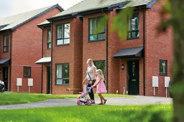 Woman and child walking